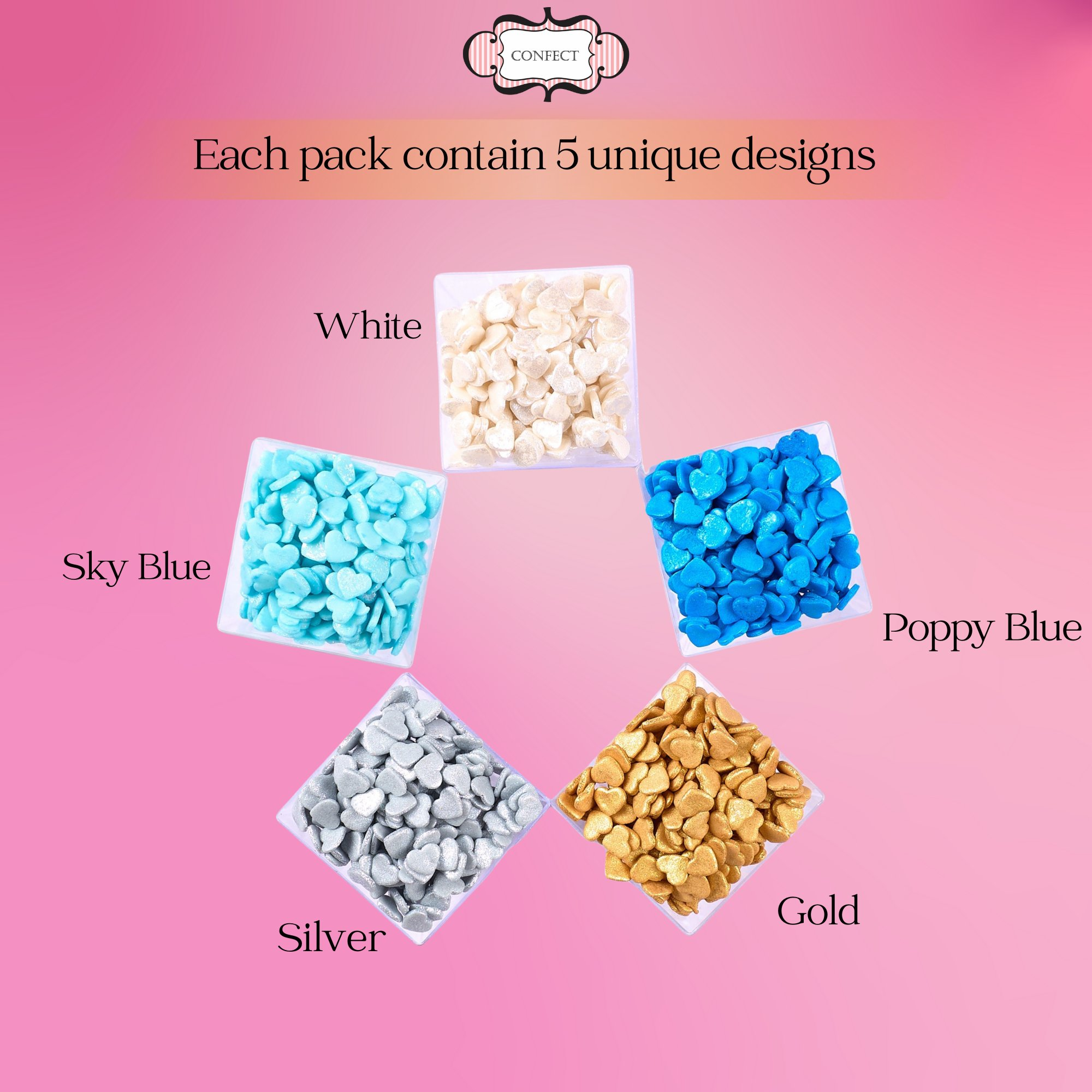 Confect Valentine Sprinkles | 03 Edible Decoration for Baking & Dessert | Grocsy