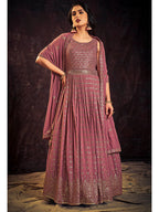 Myra Mauve Real Georgette Designer Gown Style Suit | Grocsy