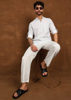 Fabmade Drift Pinstripe Linen Co-Ord Set | Grocsy