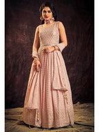 Myra Baby Pink Real Georgette Designer Gown Style Suit | Grocsy