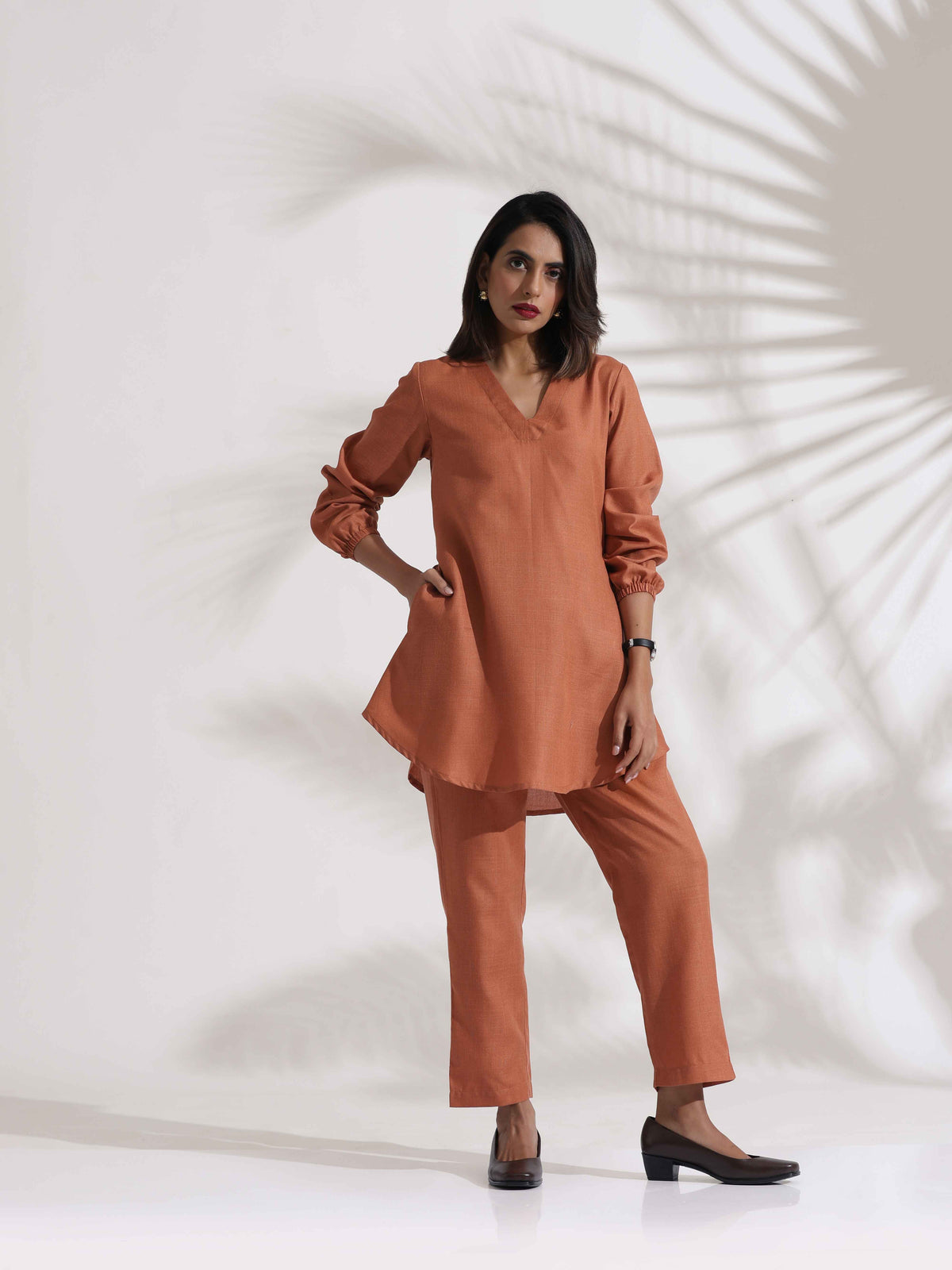 trueBrowns Rust Slub Co-ord Set | Grocsy