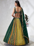 House of Panchhi Navy Blue Pure Georgette Sequins And Thread Embroidery Lehenga Choli & Dupatta | Grocsy