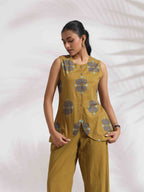 trueBrowns Green Cotton Print Top & Flared Pants Co-ord Set | Grocsy