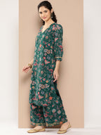 Ahalyaa Women Floral Printed Regular Gotta Patti Kurta with Palazzos | Grocsy