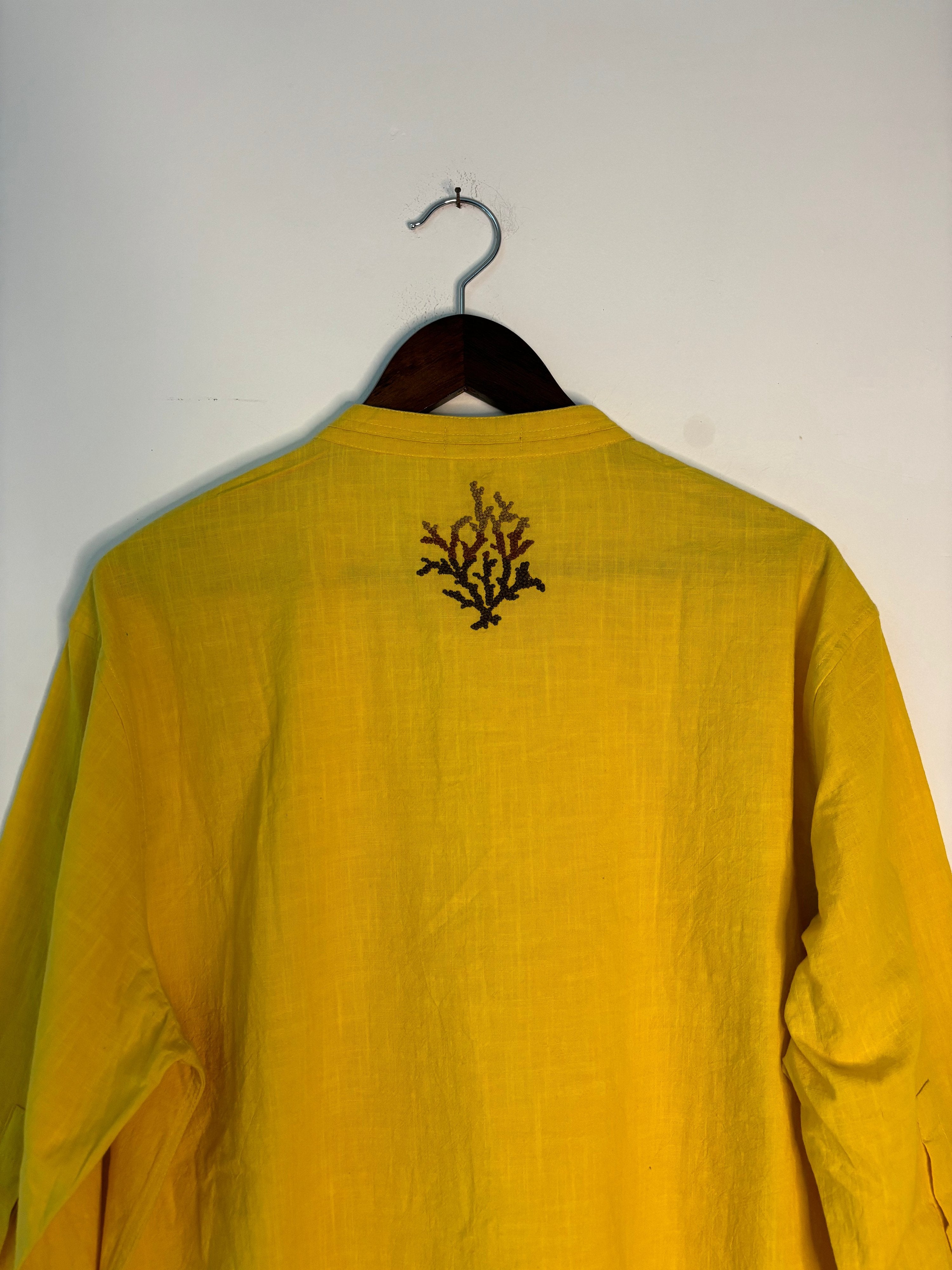 trueBrowns Yellow Slub Short Shirt | Grocsy