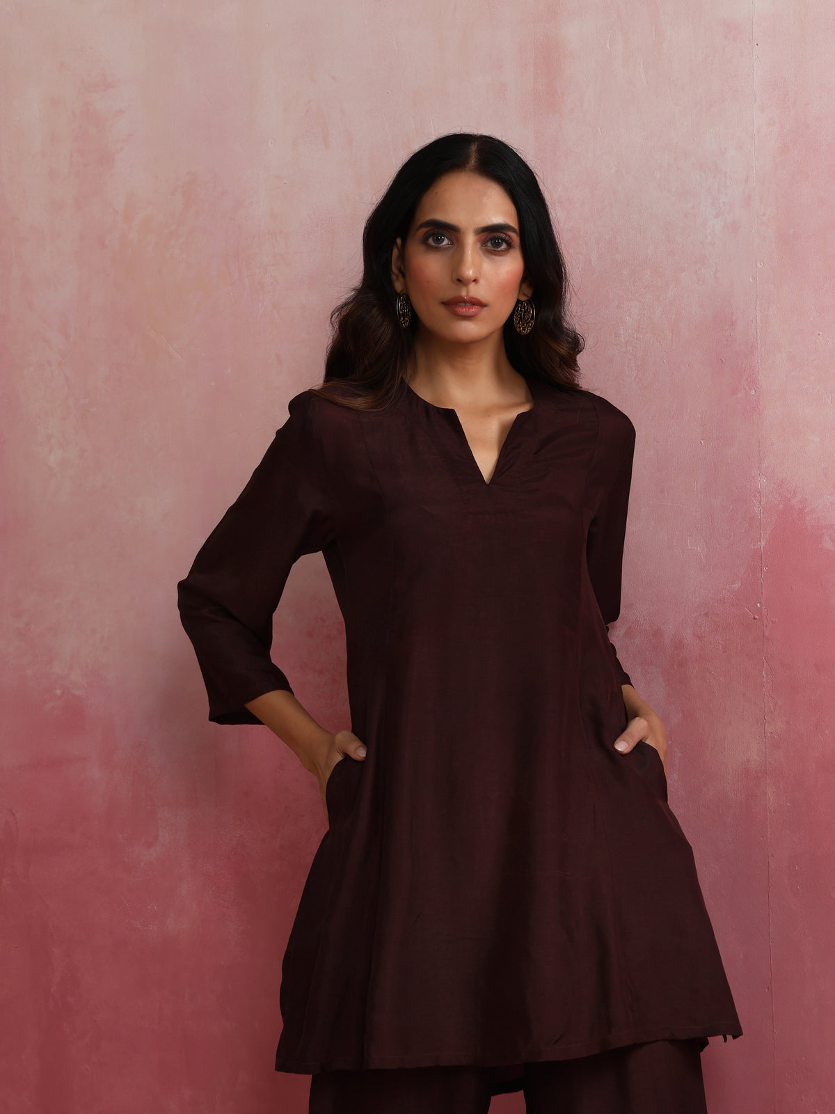 trueBrowns Cola Viscose Silk Kurta Co-ord Set | Grocsy