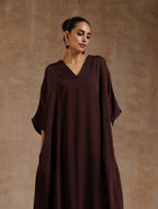 trueBrowns Cola Brown Modal Satin Oversized Kurta Set | Grocsy