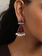 trueBrowns Silver Gold Tone Petal Dangle Earrings | Grocsy