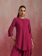 trueBrowns Magenta Cotton Kurta Co-ord set | Grocsy