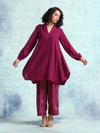 trueBrowns Magenta Velvet Co-Ord Set | Grocsy