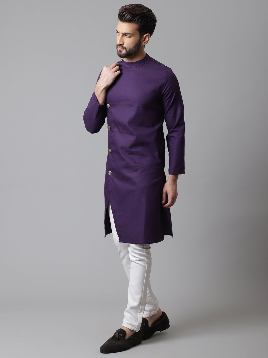 Even Apparels Purple Sherwani Kurta With Asymetrical Cut | Grocsy