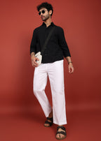 Fabmade Men’S Whitte Linen Drawstring Pyjama | Grocsy