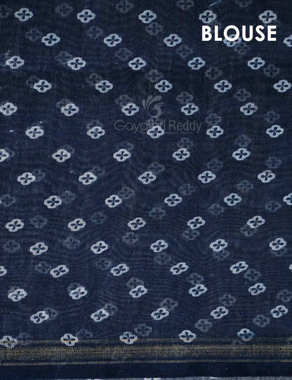 Shades of Navy Blue Colour Floral Design Semi Chanderi Saree By Gayathri Reddy Designer Studio | Grocsy