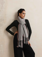 trueBrowns Grey Tassel Woollen Stole | Grocsy