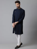 Indian Clothing Even Apparels Blue Sherwani Kurta With Asymetrical Cut | Grocsy