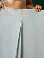 trueBrowns Powder Blue Muslin Silk Ready to Wear Saree | Grocsy