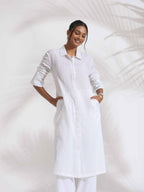 trueBrowns White Check Cotton Kurta Set | Grocsy