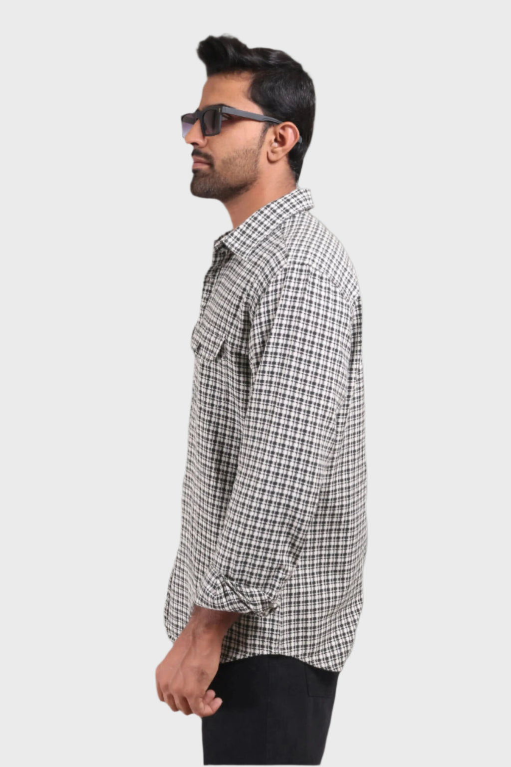 Xkind White Textured Checks Overshirt/ Shirt | Grocsy