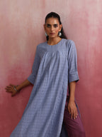 trueBrowns Sky Blue Cotton Dobby Kurta Set | Grocsy