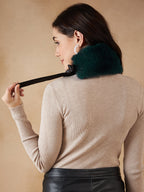 InWeave Women's Dark Teal Fur Neckpiece | Grocsy