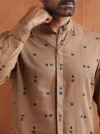 trueBrowns Men's Brown Printed Short Kurta | Grocsy