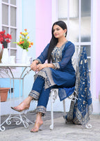 Teeya Creation Blue Color Faux Georgette Silk Heavy Embroidery Work Fully Stitched Salwar Suit | Grocsy