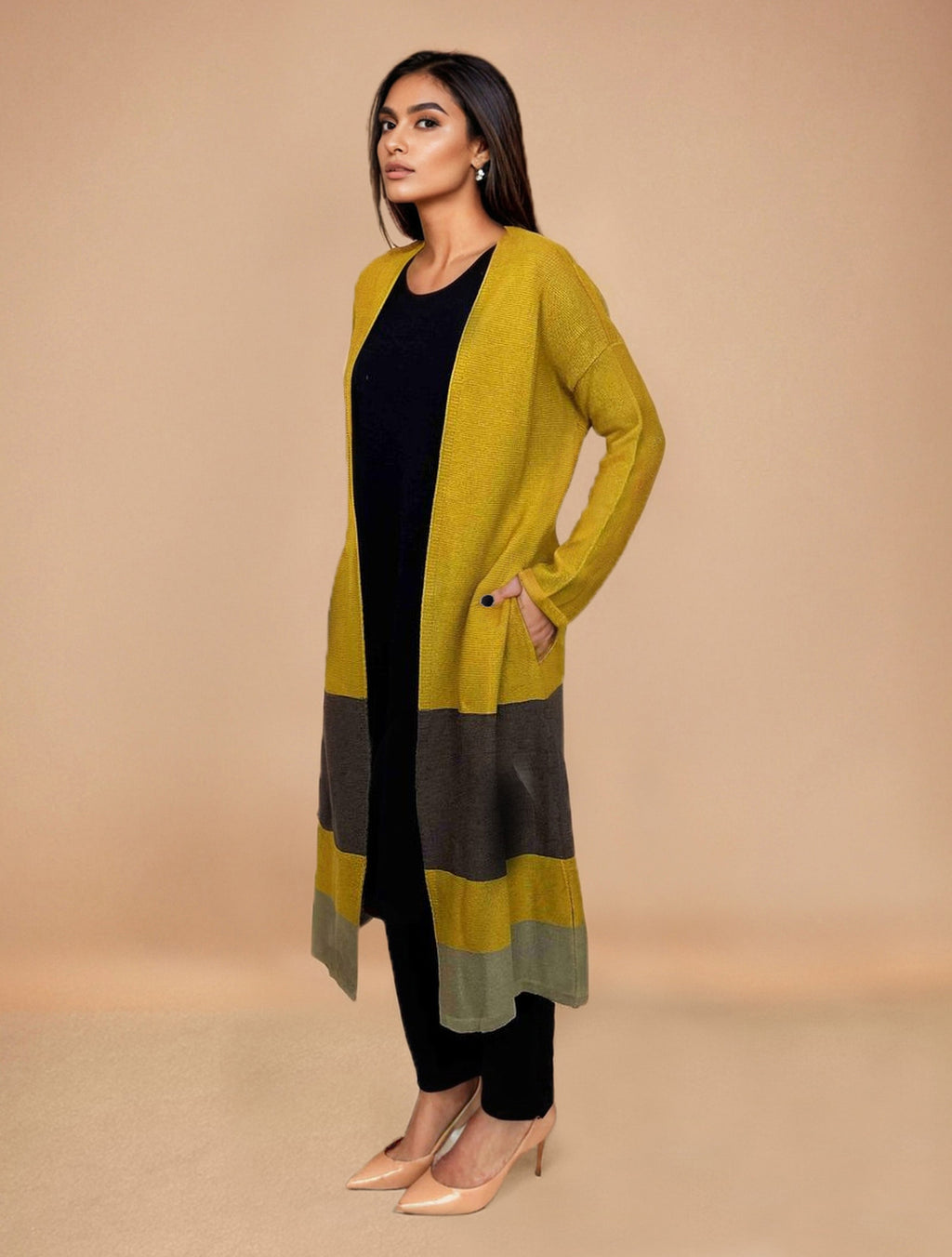 trueBrowns Mustard Woollen Cape | Grocsy