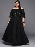 Ahalyaa Plus Size Off-Shoulder Maxi Ethnic Dress | Grocsy