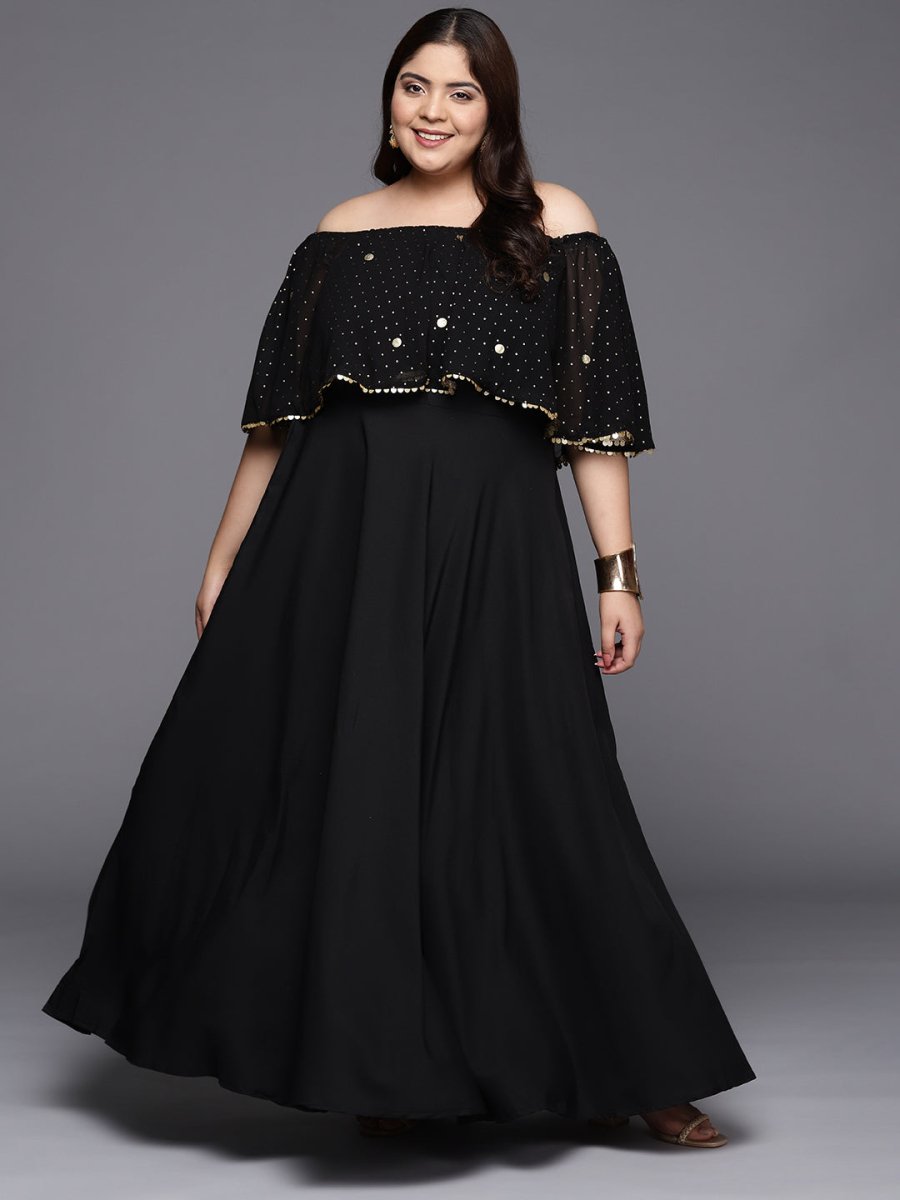 Ahalyaa Plus Size Off-Shoulder Maxi Ethnic Dress | Grocsy
