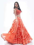 Myra Red Jaquard Embroidered Designer Lehenga | Grocsy