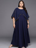 Ahalyaa Plus Size Round neck Maxi Ethnic Dress | Grocsy