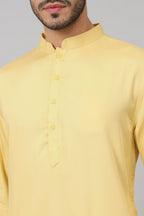Giza Cotton Yellow Plain Kurta by Hilo Design | Grocsy