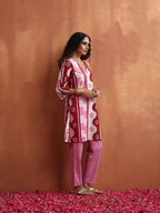 trueBrowns Pink Geometric Print Kurta Co-ord Set | Grocsy