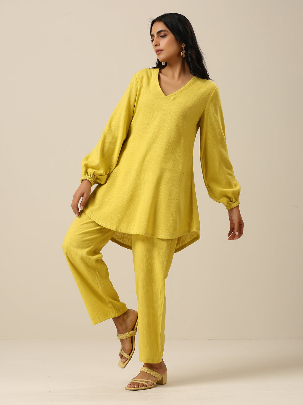 trueBrowns Lime Slub Textured Short Co-Ord Set | Grocsy