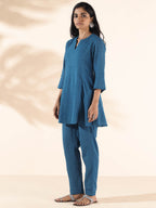 trueBrowns Blue Cotton Dobby Co-ord Set | Grocsy
