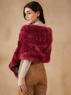 InWeave Women's Bright Rust Fur Cape | Grocsy