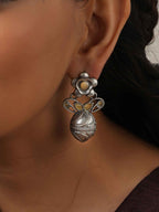 trueBrowns Silver Tone Oval Drop Earrings | Grocsy
