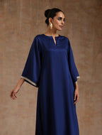 trueBrowns Midnight Blue Modal Satin Relax Kurta Set | Grocsy