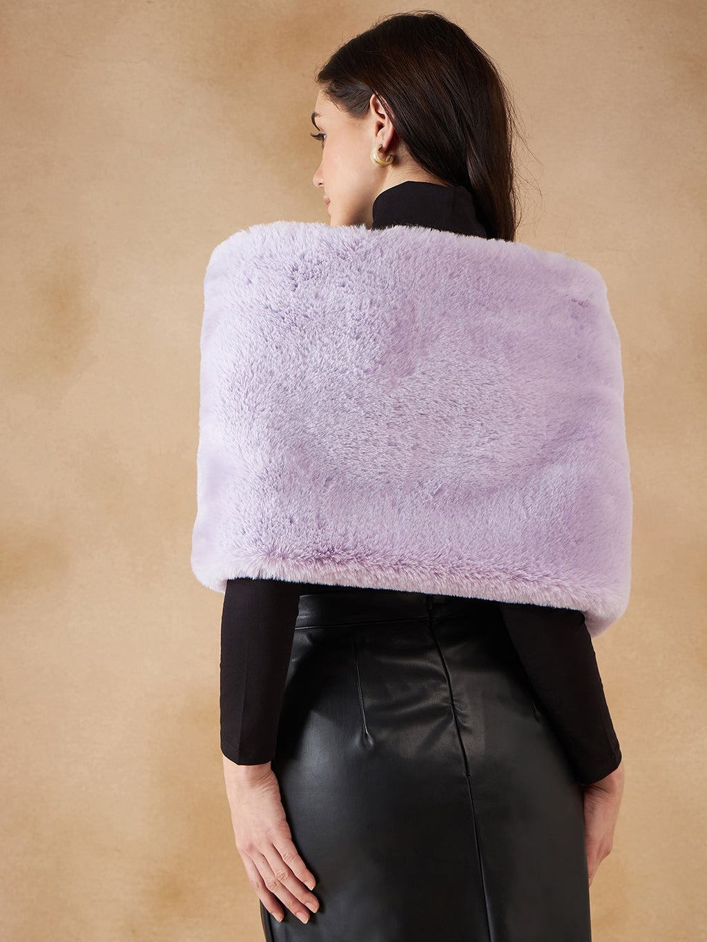InWeave Women's Mauve Fur Cape | Grocsy
