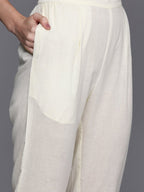 Ahalyaa Floral Printed Regular Pure Cotton Kurta with Trousers & Jacket | Grocsy