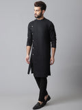 Even Apparels Black Sherwani Kurta With Asymetrical Cut | Grocsy