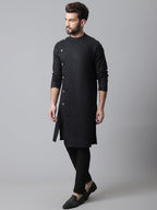 Even Apparels Black Sherwani Kurta With Asymetrical Cut | Grocsy