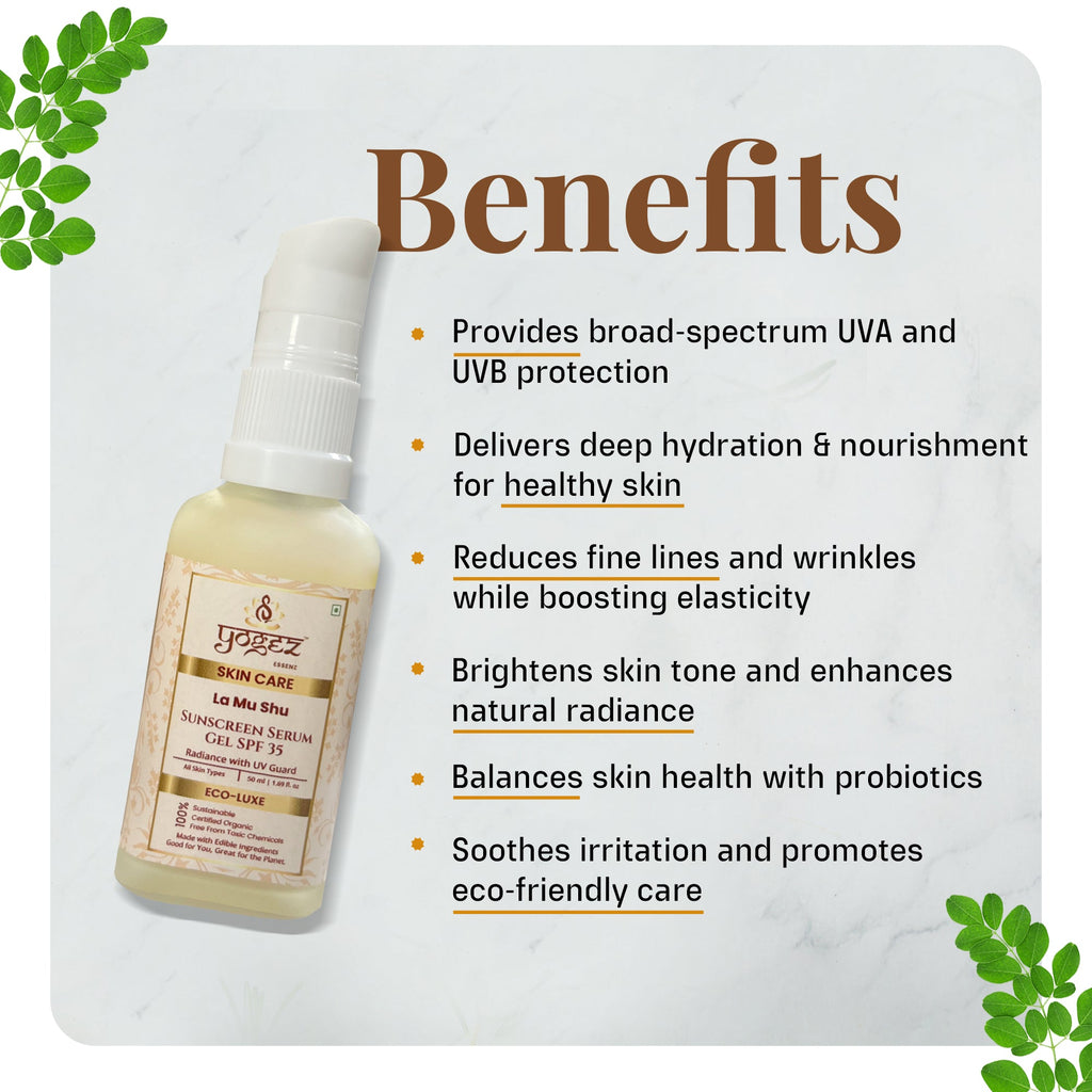 Yogez La Mu Shu Sunscreen Serum Gel SPF 35 | Grocsy