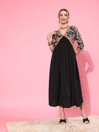 Ahalyaa Floral Printed Empire Midi Dress | Grocsy