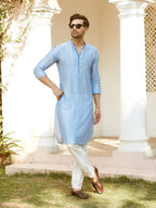 Fabmade Embroidered Regular Sequinned Chanderi Silk Kurta With Pyjamas | Grocsy