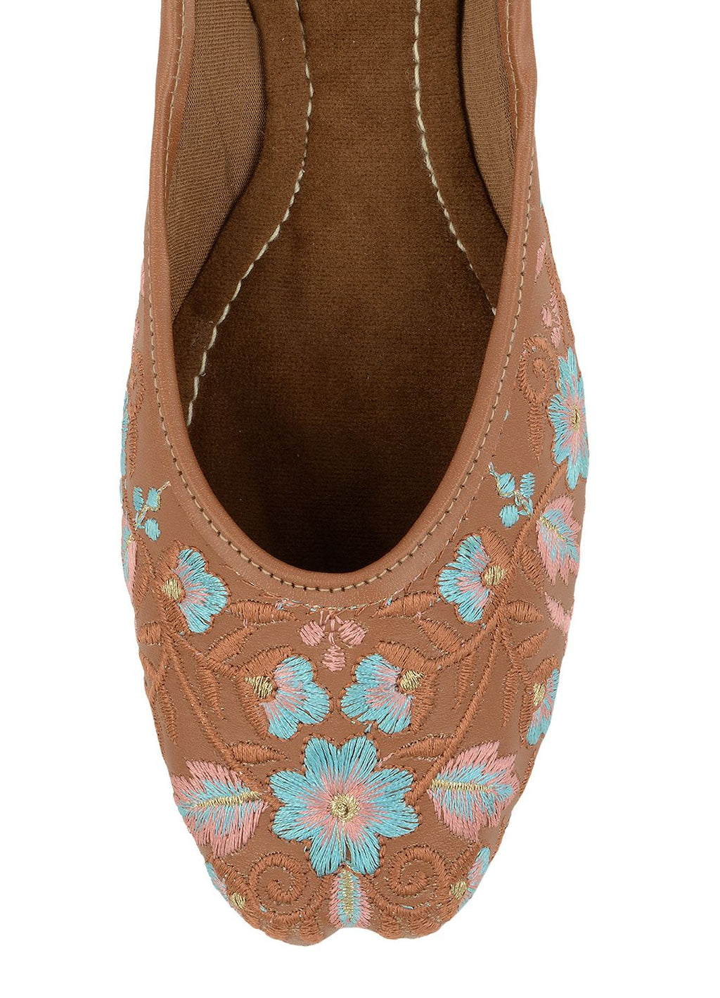 Desi Colour Women Indian Ethnic Footwear-Cushioned Peach Floral | Grocsy