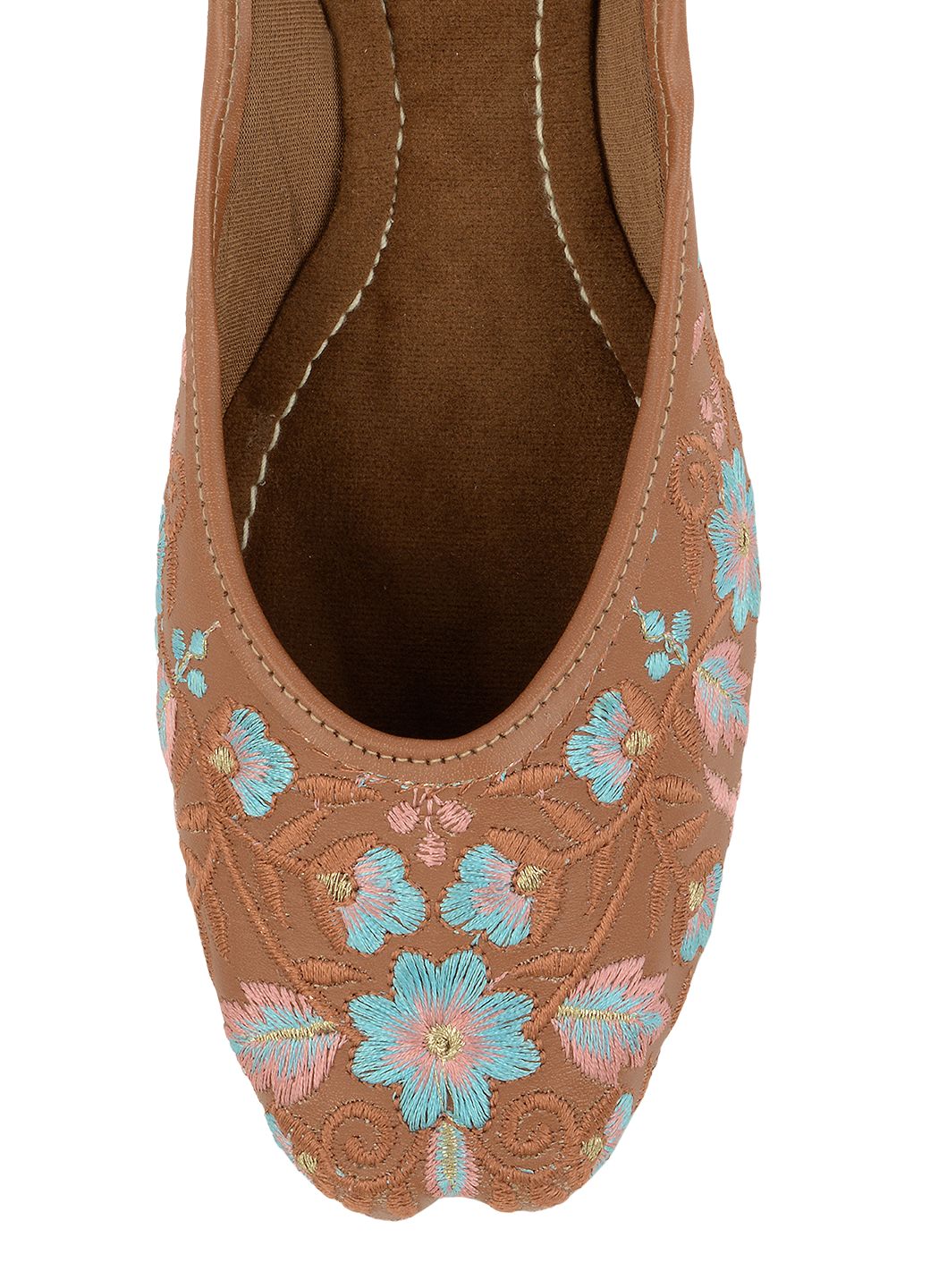 Desi Colour Women Indian Ethnic Footwear-Cushioned Peach Floral | Grocsy