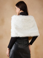 InWeave Women's Pure White Faux Fur Cape | Grocsy