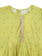 Ahalyaa Girls Printed A-Line Velvet Maxi Kids Ethnic Dress | Grocsy