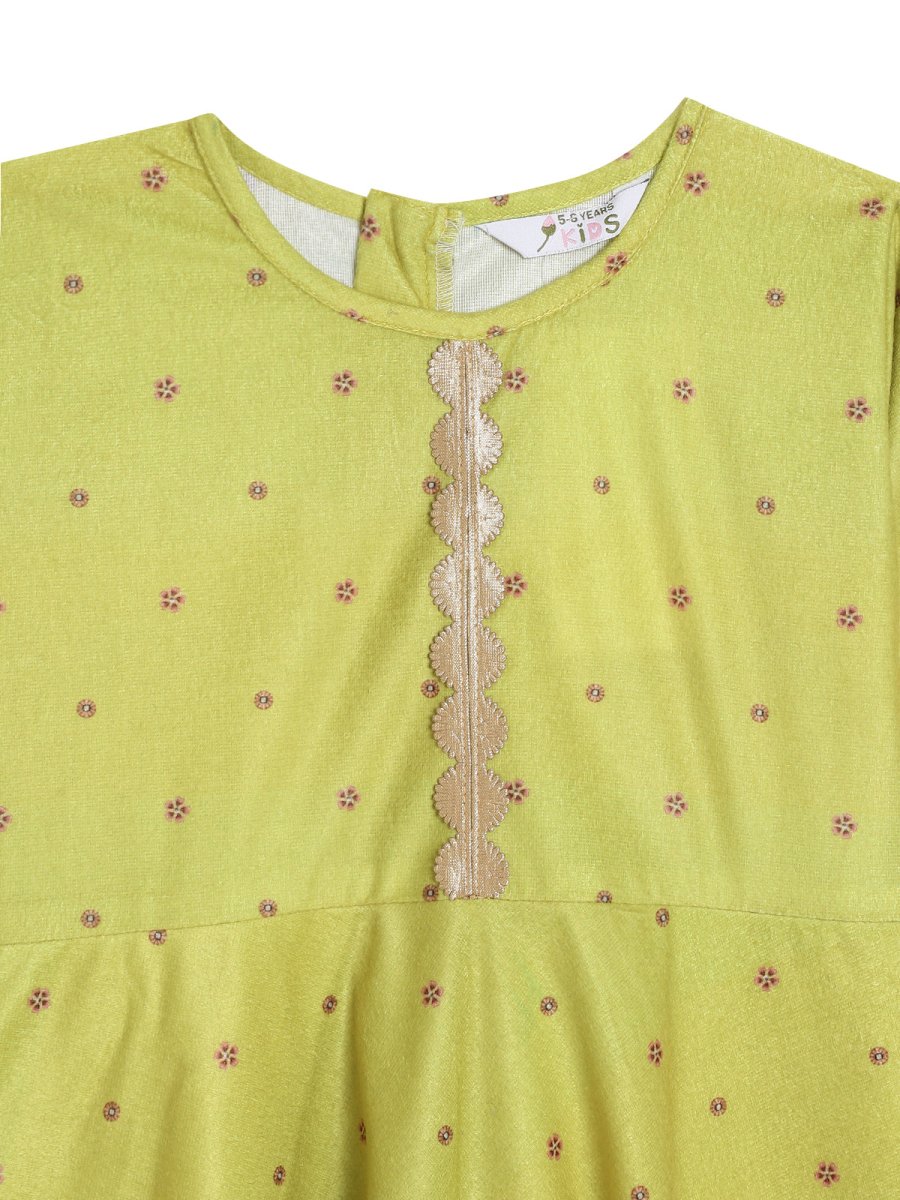 Ahalyaa Girls Printed A-Line Velvet Maxi Kids Ethnic Dress | Grocsy